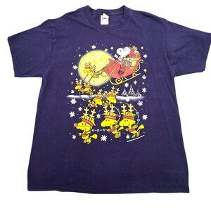 Vintage Peanuts Snoopy Woodstock Charlie Brown Christmas Holidays Shirt Sz Large
